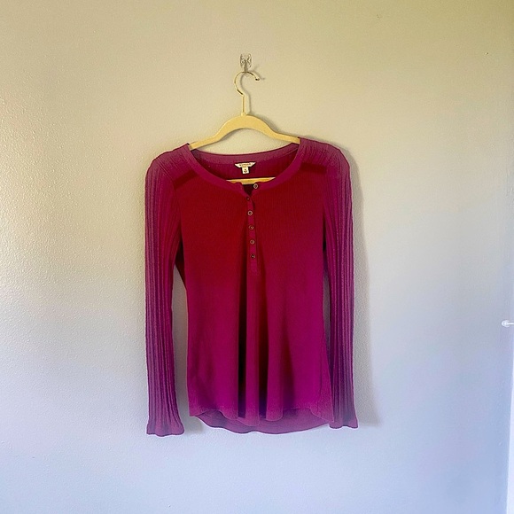 Sonoma Tops - Sonoma women's burgundy long sleeve henley waffle knit size S Y2K Twilight Bella